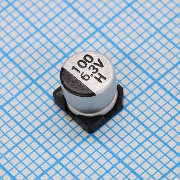 EHV101M0JRC - Конденсатор алюминиевый  электролитический 100мкФ 6.3В ±20% (6.3 X 5.5мм) для поверхностного монтажа 60мА 2000час 105°С лента на катушке