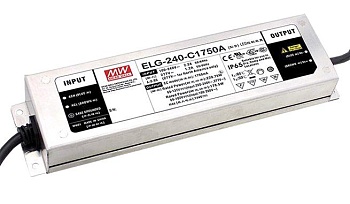 ELG-240-42B-3Y - AC-DC, 239.8Вт, IP67, вход 100…305В AC, 47…63Гц/142…431В DC, ККМ, выход 21...42В/5.71А, изоляция 3750В AC, в кожухе 244х71х37.5мм, -40…+85°С (корпус), димминг 3 в 1, провод заземления