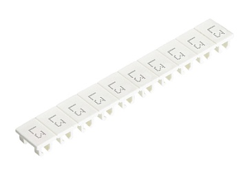 Шильдик 9705A/8/10B L3 - Маркировка для клемм сечением 6 мм.кв., шириной 8 мм, 10 шильдиков, белая, нанесенные знаки: L3,L3, ... ,L3