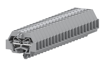 Клемма мини 240311 - Мини клемма, боковой подвод кабеля, 2 точки подключения в клемме, тип фиксации провода: пружинный, номинальное сечение: 1,5 мм кв., 18A, 400V, цвет: серый, тип монтажа: защелки в панель