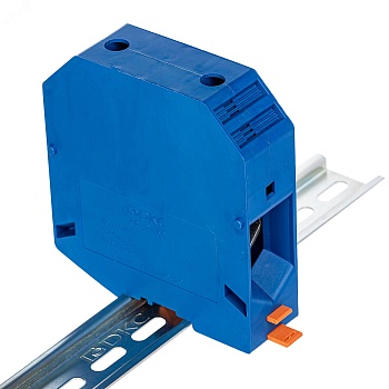 Клемма проходная, винтовой зажим, 2 точки подключения, 150 кв.мм, синяя KRUH-150-BU