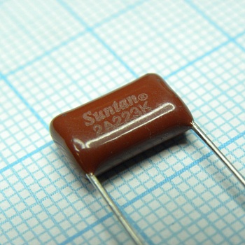 TS02002A223KSB0D0R - Конденсатор металлоплёночный полиэтилентерефталатный 0.022мкФ 100В ±10% (13х6х9мм) шаг выводов 10мм 85°С россыпь