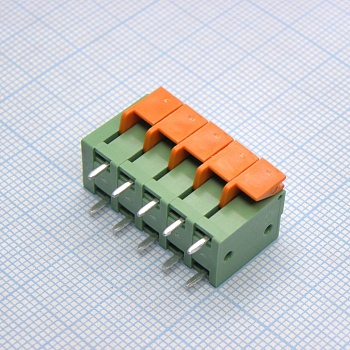 DG142V-5.08-05P-14-00A(H) - Нажимной безвинтовой клеммный блок 5 контактов. Зажим типа торцевой контакт. Серия DG142V-5.08