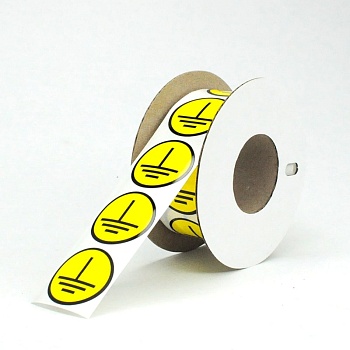 Маркировка круглая NPP-30-ZZ - Маркировочная наклейка, для токоведущих шин и электрооборудования, диаметр 30 мм, цвет желтый, Наклеек в ряду - 1, для принтера: RT200, RT230, в упаковке 500 наклеек