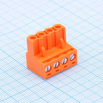 WJ2EDGK-5.0-04P-15-00A - Разъем клеммный винтовой на кабель 4 контакта шаг 5 мм