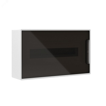 Щит 18 модулей настенный FRAME, белый, с тонированной дверцей, с 2 шинами PEN на 8 и 10 отверстий F18W1WD