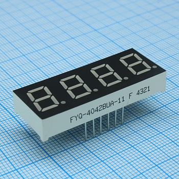 FYQ-4042BUA-11 - 4-х разрядный индикатор 10,16мм/янтарный ультра/610нм/30-105мКд/ОА