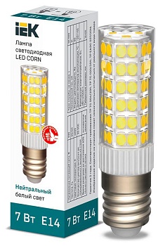 Лампа светодиодная Corn 7Вт капсульная 4000К нейтр. бел. E14 230В керамика LLE-Corn-7-230-40-E14 LLE-CORN-7-230-40-E14
