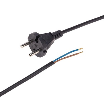 Шнур электрический с прямой вилкой 10А 2200Вт ПВС 2х0.75кв.мм 3м черн. 11-1303