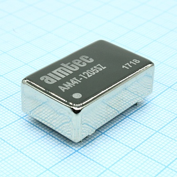 AM4T-1205SZ - DC/DC, 4Вт, вход 9…18В, выход 5В/0.8А, изоляция 1500В DC, КПД 78%, максимальная емкостная нагрузка не более 22мкФ, DIP24, 31.75x20.32x10.16мм, -40…85°C, металл