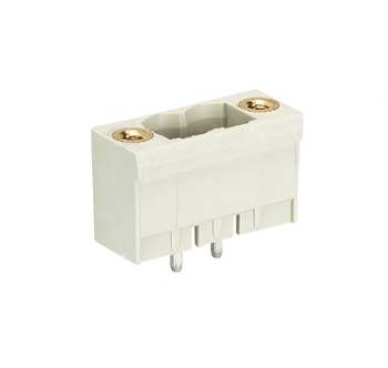 Вилка Wiecon 8113 S / 2 GF OB - Вилочный разъем, вертикальный, на плату, с монтажными фланцами, шаг 5,00 мм, 2 полюса, фиксация на плате пайкой, 300V, 12А, без маркировки, цвет: серый, серия 8113 SE G