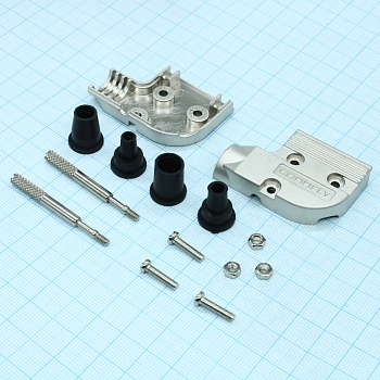 DS1047-01-09M2 - Кожух для разъема D-Sub 9pin с удлиненными винтами, металлизированный угловой