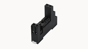Колодка для реле DSRC08A-F3 - Колодка для реле DRPB-2C, 10A, 300V, фиксация провода: зажимная клетка, с разъемом для модуля DMD, пластик, цвет: черный монтаж на DIN рейку