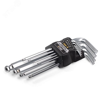 Набор шестигранных ключей с шаром КШ-9 серия KBT-PROFESSIONAL - для монтажа крепежных изделий с внутренним шестигранником, в наборе 9 ключей