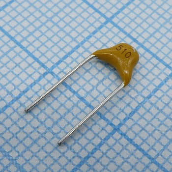 TS170R1H510JSBNB0R - Конденсатор керамический многослойный 51пФ 50В NPO ±5% радиальный 5.08мм 125°C россыпь