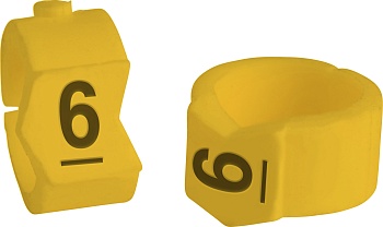 brd333506 - SCNG-36-6 клипсы жёлтые, 50шт/упак, для провода 8,6-11,1мм диаметра, легенда 6