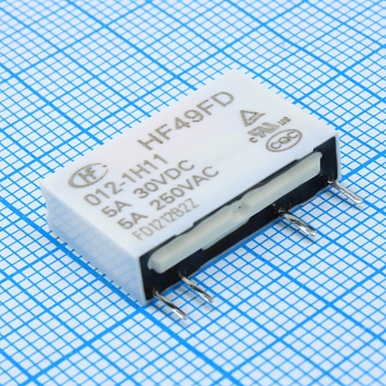 HF49FD/012-1H11 - Реле силовое 5A один контакт на замыкание катушка 12В