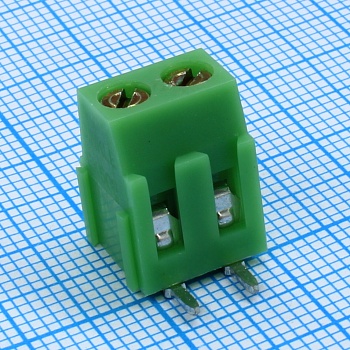 EK508R-02P - шаг: 5.08мм, пров: 2.50мм.кв, 300V, 20A, 2 конт., винт гориз., h=10.00мм