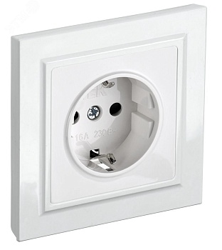 Розетка BRITE РСР14-1-0-БрБ 16А в сборе с заземл. защ. шторки бел. BR-R14-16-K01-F