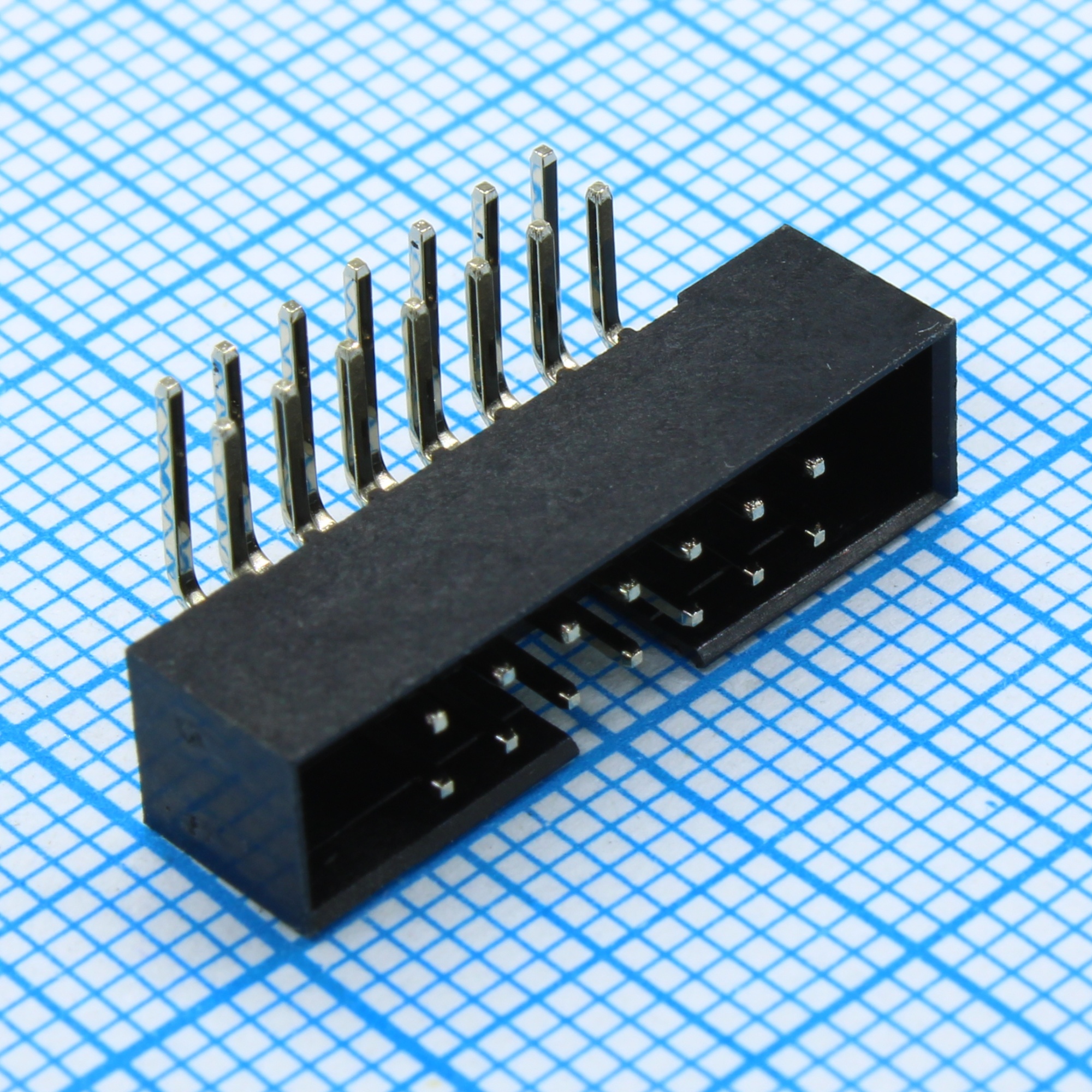 DS1014-14RF1B-B - IDC2 разъем, вилка на плату угловая двухрядная 14pin(2x7)., шаг 2.00мм