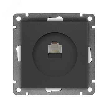 Розетка компьютерная одноместная UNIVersal серия Афина с/у, 1А, RJ45, графит (еврослот), механизм A0051-Gr