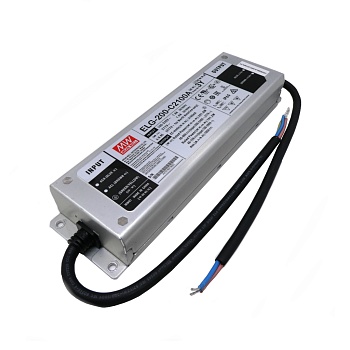 ELG-200-C2100A-3Y - AC-DC, 201.6Вт, IP65, вход 100…305В AC, 47…63Гц/142…431В DC, ККМ, выход 48...96В/2100мА, изоляция 3750В AC, в кожухе 244х71х37.5, -40…+85°С (корпус), потенциометры, с проводом заземления