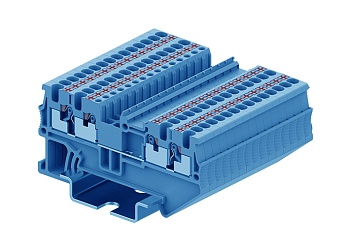 Проходная клемма TP1.5-4-BU - Проходная клемма, 4 точки подключения, тип фиксации провода: push-in, номинальное сечение: 1,5 мм кв., 17,5A, 500V, ширина: 3,5 мм, цвет: синий, тип монтажа: DIN 35