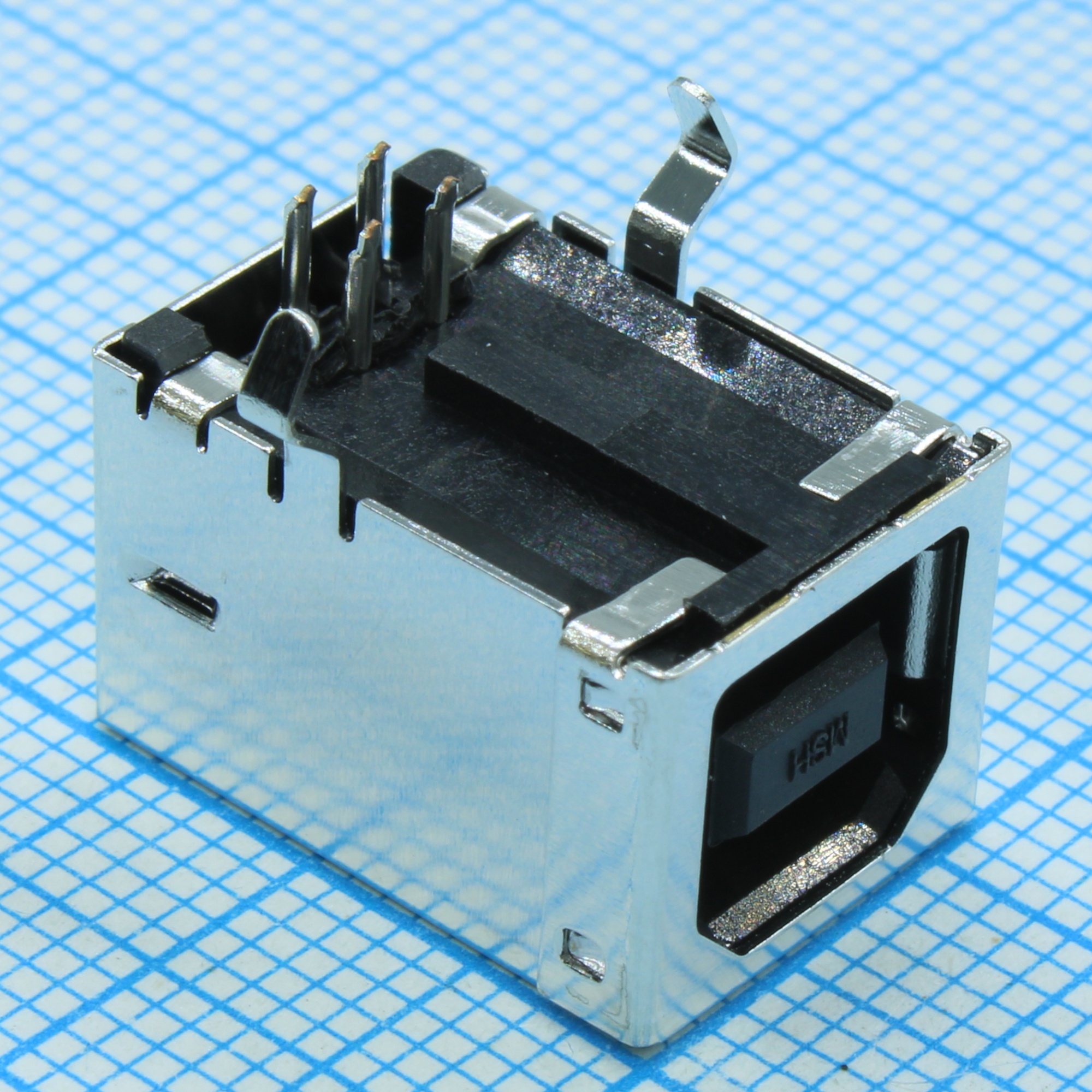670687041 - Разъем USB 2.0 Type B 4 контакта шаг 2.5мм угловой монтаж в отверстие 4 терминала 1порт USB лоток
