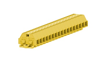 Клемма мини 241335 - Мини клемма, боковой подвод кабеля, 4 точки подключения в клемме, тип фиксации провода: пружинный, номинальное сечение: 2,5 мм кв., 24A, 500V, цвет: желтый, тип монтажа: монтажные фланцы