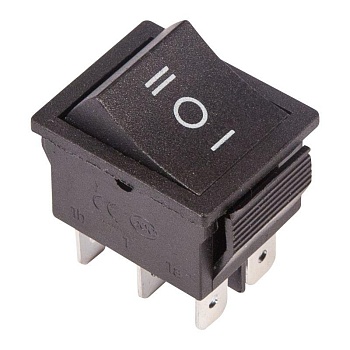 RWB-508 черный - Выключатель клавишный с нейтралью ON-OFF-ON (6c) 15А 250В