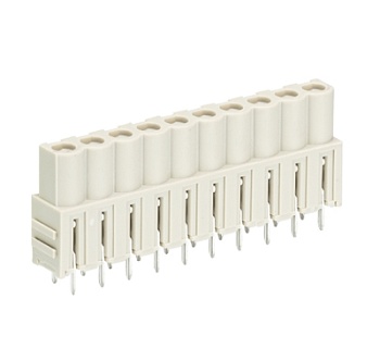 Розетка Wiecon 8213 BL / 10 G - Розеточный разъем, вертикальный, на плату, шаг 5,08 мм, 10 полюсов, фиксация на плате пайкой, 690V, 12А, с маркировкой, цвет: серый, серия 8213 BL G