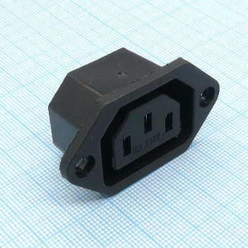 AS-208-UL - Разъем питания 220В IEC320 конт."гнездо" на панель