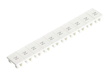Шильдик 9705A/8/10B N - Маркировка для клемм сечением 6 мм.кв., шириной 8 мм, 10 шильдиков, белая, нанесенные знаки: N,N, ... ,N