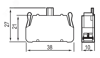 Контактный блок с клеммным безвинтовым зажимом, нормально-открытый ACV10