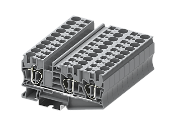 Проходная клемма TC10-3-GY - Проходная клемма, 3 точки подключения, пружинный, номинальное сечение: 10 мм кв., 57A, 1000V, ширина: 10,2 мм, цвет: серый, тип монтажа: DIN
