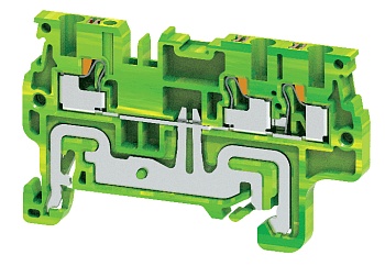 Заземляющая клемма CPG1.5/3 - Заземляющая клемма, 3 точки подключения, тип фиксации провода: push-in, номинальное сечение: 1,5 мм кв., ширина: 3,5 мм, цвет: желто-зеленый, тип монтажа: DIN 35