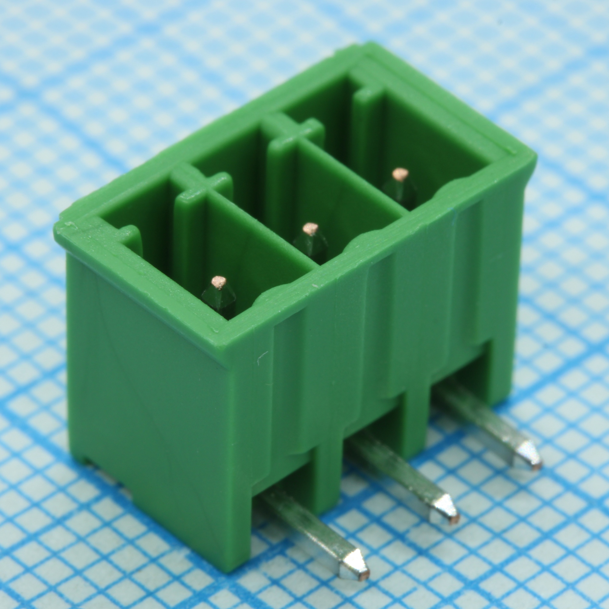 284512-3 - Разъем провод-плата (4 стороны) вилка 3 контакта шаг 3.5мм угловой монтаж в отверстие