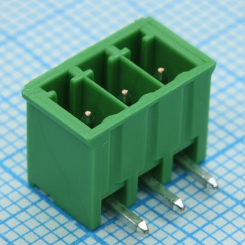 284512-3 - Разъем провод-плата (4 стороны) вилка 3 контакта шаг 3.5мм угловой монтаж в отверстие