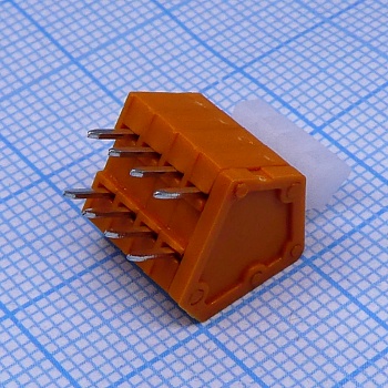 DG240-2.54-04P-15-00A(H) - Пружинный клеммник на плату 4 контакта шаг 2.54мм оранжевый