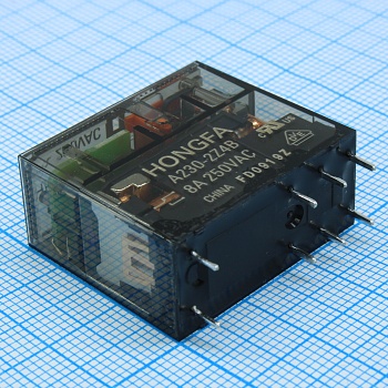 HF115FP/A230-2Z4B - Реле силовое, 2CO 8A; контакты AgNi; катушка 230В AC; степень защиты RTII