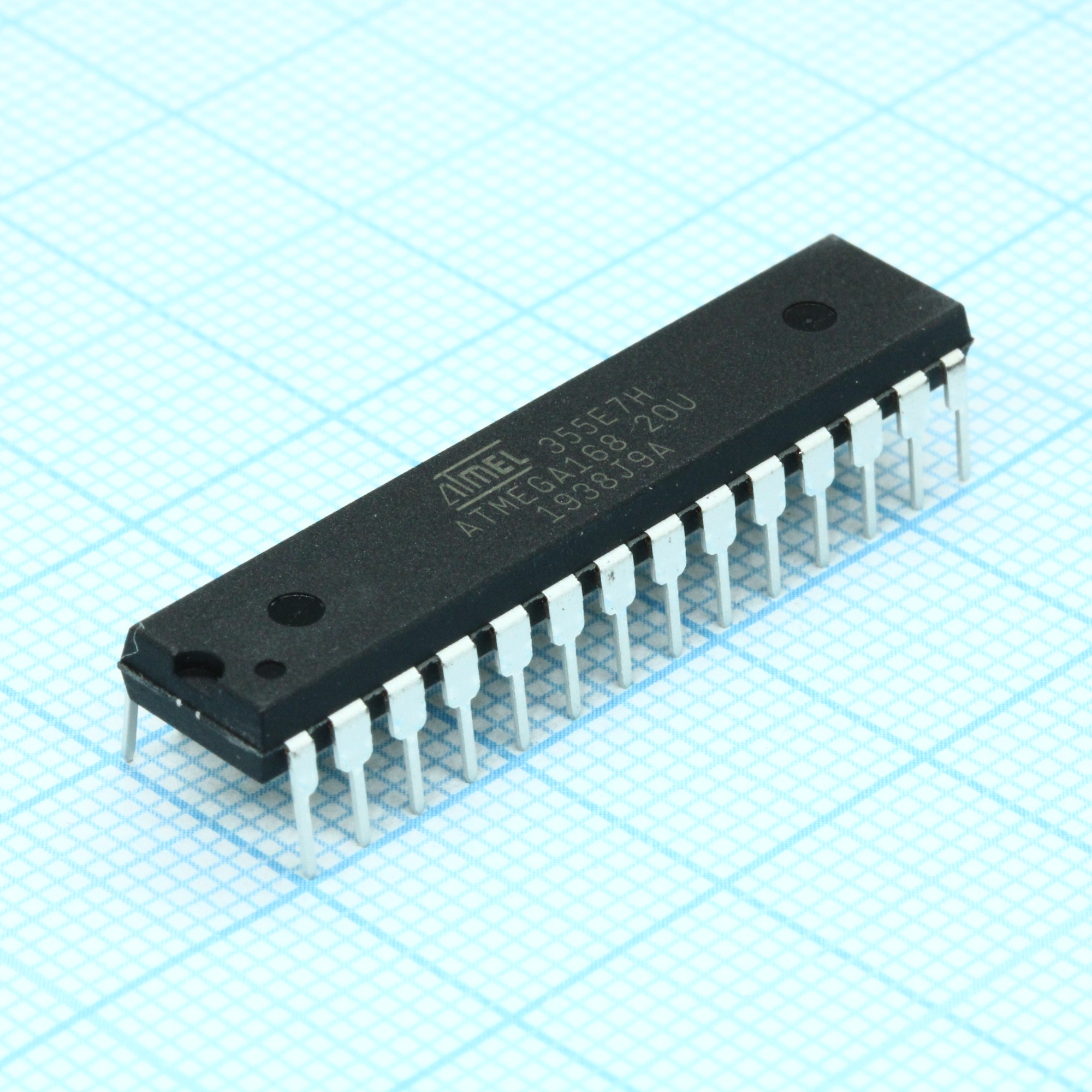 ATMEGA168-20PU - Микроконтроллер AVR 16K-Флэш-память/1K-ОЗУ/512-ЭППЗУ + 8x10 АЦП, электропитание 2,7...5,5В