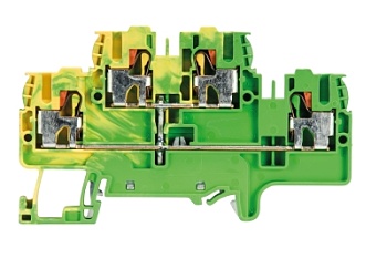 Клемма заземл WTP 2,5/4 E PE - Заземляющая, этажная клемма, тип фиксации провода: push in, номинальное сечение: 2,5/4 мм кв., 500V, ширина: 5 мм, цвет: желто-зеленый, тип монтажа: DIN 35