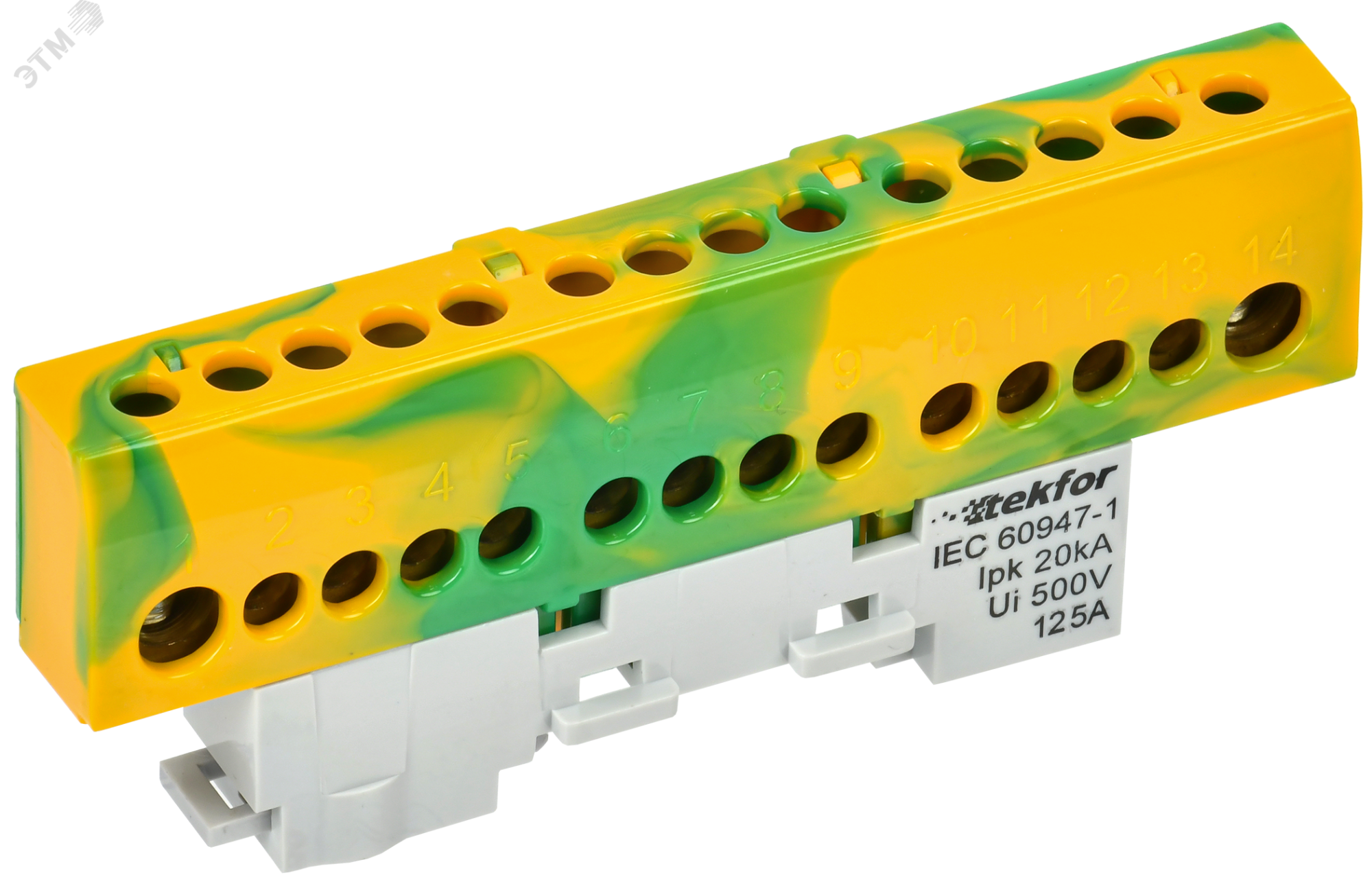 TEKFOR Шина PE земля изолированная на универсальном держателе 8х12-14-ЖЗ IEK TF-NN20-14-KL-K52