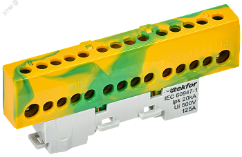 TEKFOR Шина PE земля изолированная на универсальном держателе 8х12-14-ЖЗ IEK TF-NN20-14-KL-K52