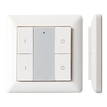 Панель Knob SR-KN9550K4-UP White (KNX, DIM) 021369 - Универсальная многофункциональная накладная настенная панель для систем KNX. 4 клавиши. Материал - пластик. Цвет корпуса - белый. Питание от шины KNX DC 21-30V. Габариты 86х86х15 мм. Совместима с рамкам