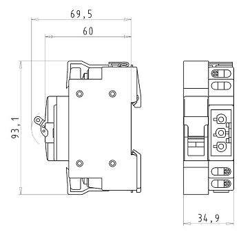 Переходник/автомат на рейку GESIS - Розеточный разъем, для установки на DIN рейку, с автоматическим выключателем, 3 полюса, винтовая фиксация, номинальные характеристики: 250V, 20A, цвет: белый, серия gesis GST18i3