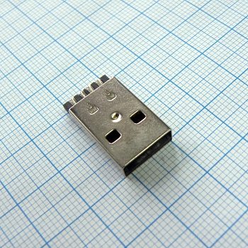 USB A 16 вилка на кабель - Разъем USB тип А,  вилка на кабель с кожухом L=20мм, 4 контакта