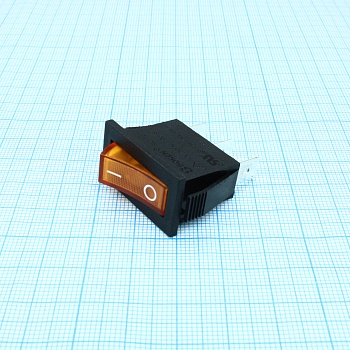 RK1-16 1X1N B/OR"0-" - Выключатель клавишный ON-OFF с подсветкой цвет корпуса (черный) цвет кнопки (оранжевый)