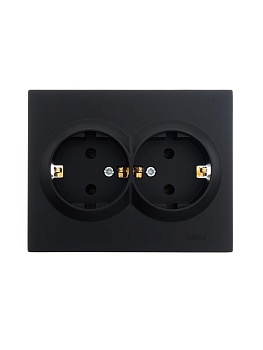 Розетка 2-м СП VESNA с заземл. ПБТ черн. бархат 742-4200-127B