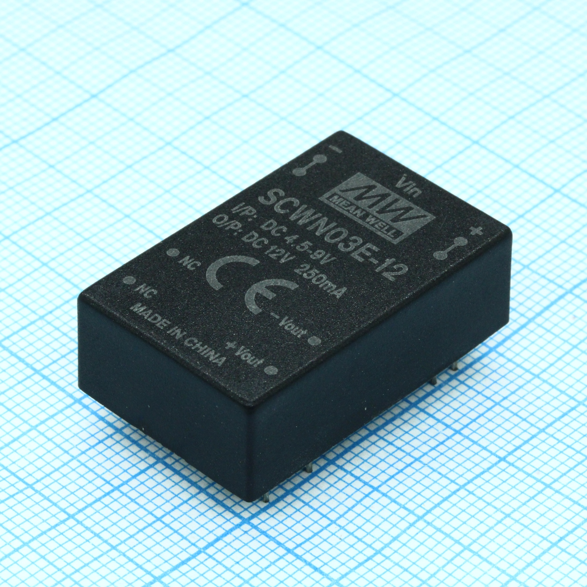 SCWN03E-12 - Преобразователь DC/DC 3Вт вход 4,5-9В выход +12В 250мА